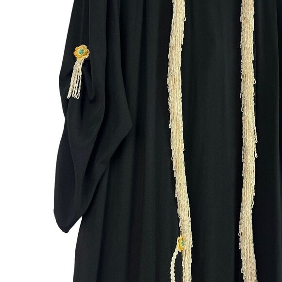 Lacy Afternoon by Shell Kepler Cardigan Black Floral Fringe Womens Large Vintage - Picture 2 of 12